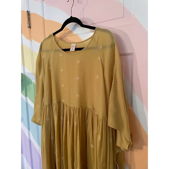 House of Wandering Silk Juhu Cotton Dress NWT $259 Turmeric One Size - Picture 8 of 10